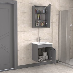  Biani Fix Loft 55 cm Mat Gri Banyo Dolabı